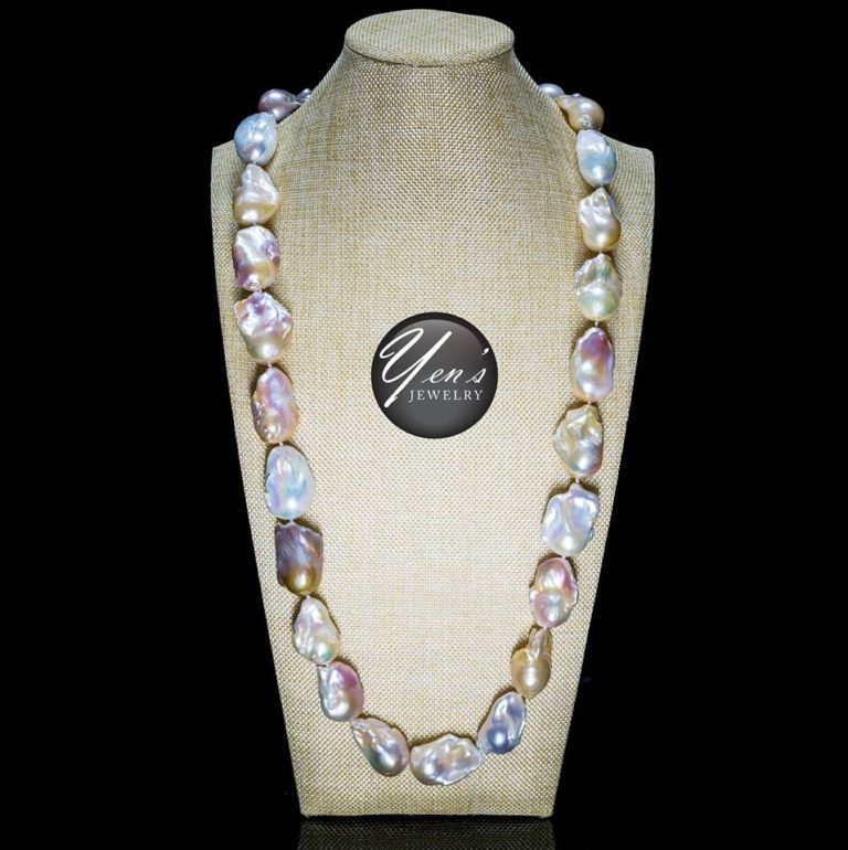 Freshwater Baroque Pearls Multi Color Inch Necklace Grade AA